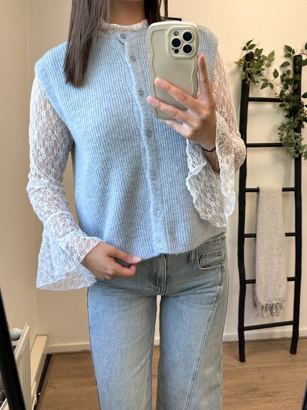 Tammy Soft Knitted Gilet - Light Grey