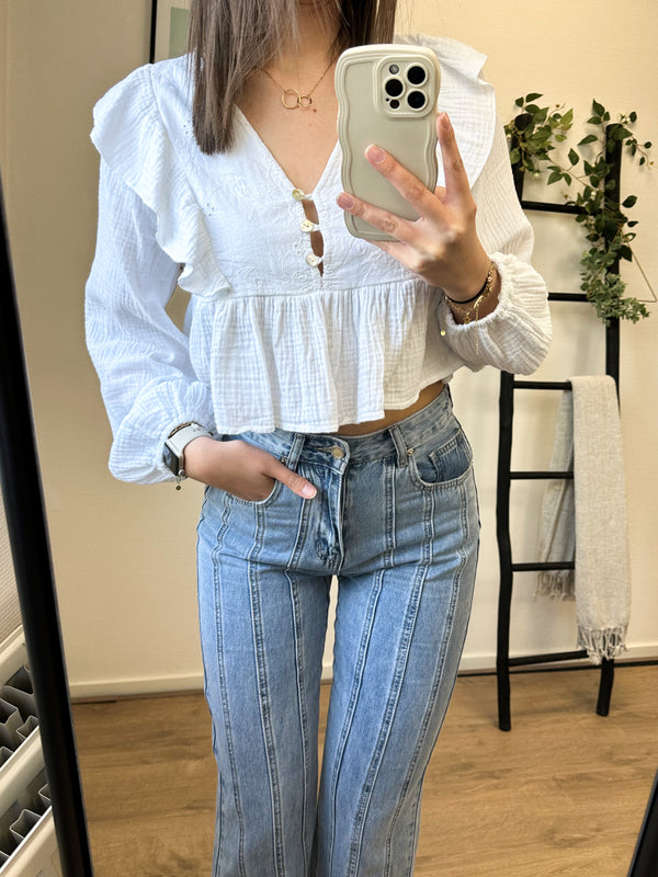 Lynda Ruffle Top - White