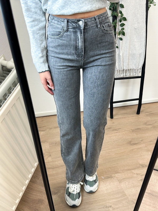 Shelley Straight Leg Stretch Jeans - Grey Denim