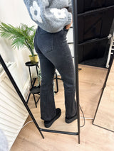 Tara Stretch Wide Leg Jeans - Dark Grey Denim