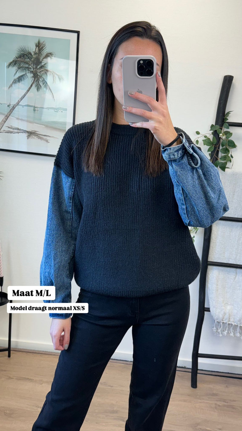 Jaimy Denim Sweater - Black