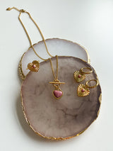 Ketting hanger hart donker roze - Goud