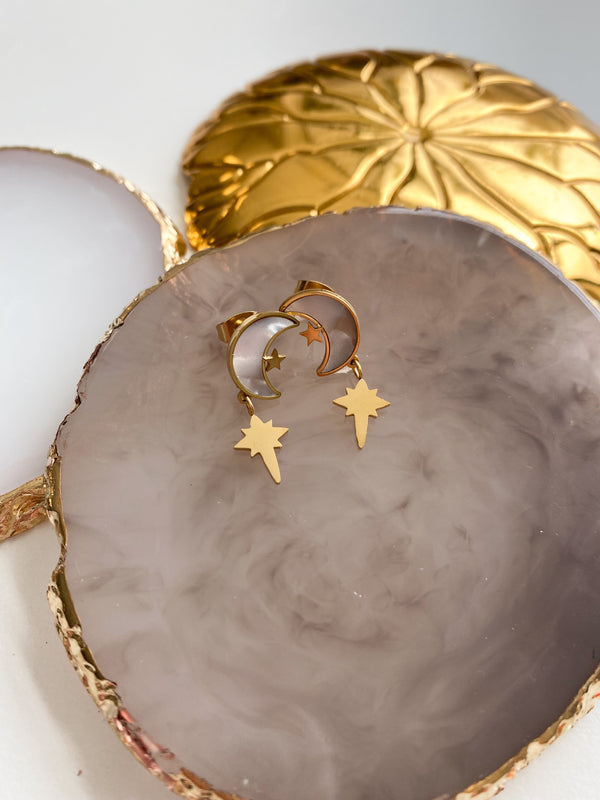 Oorbel hanger maan - Goud