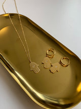 Oorbel hanger hand met ster - Goud