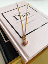 Ketting hanger hart donker roze - Goud