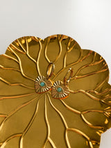 Oorbel hanger hart met blauwe steen - Goud