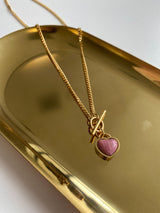 Ketting hanger hart donker roze - Goud