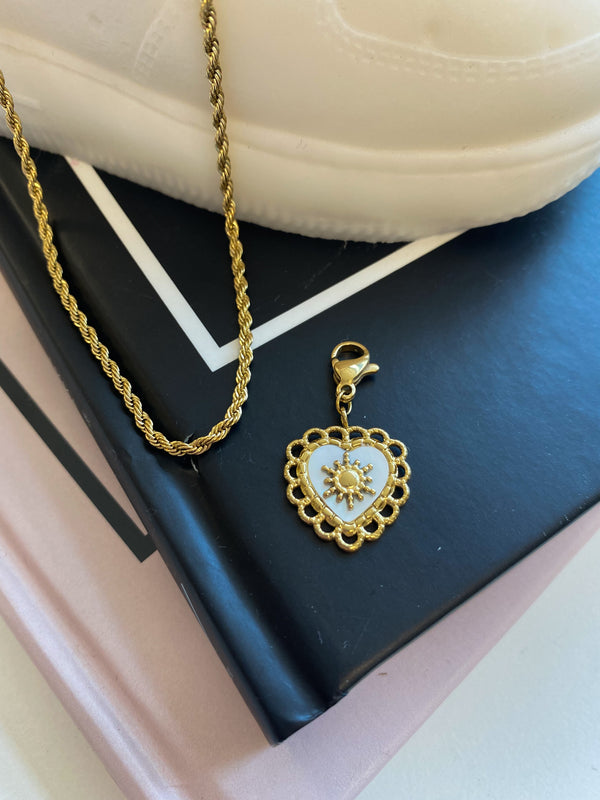 Losse ketting hanger wit hart - Goud